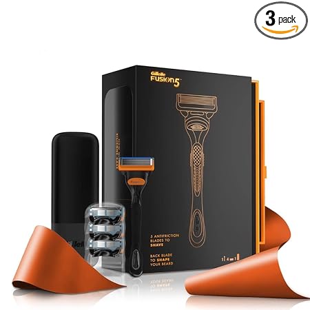 Gillette Fusion Premium Gift Set for Men | 1 Gillette Fusion Manual Handle, 4 Gillette Fusion Cartridges, 1 Travel Case