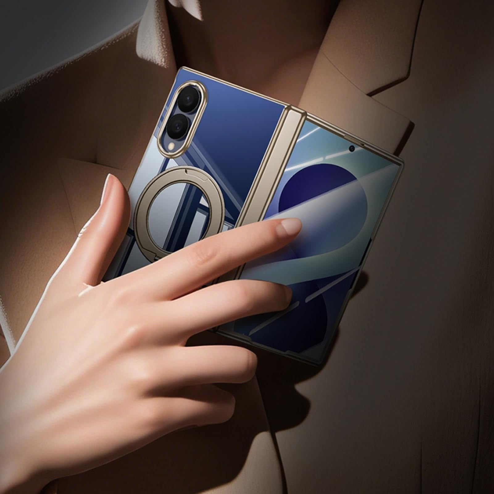 Custodia Per Samsung Galaxy Z Fold 8, Ultra Sottile Case Antiscivolo Staffa | With Protezione Fotocamera Guscio(Nero)