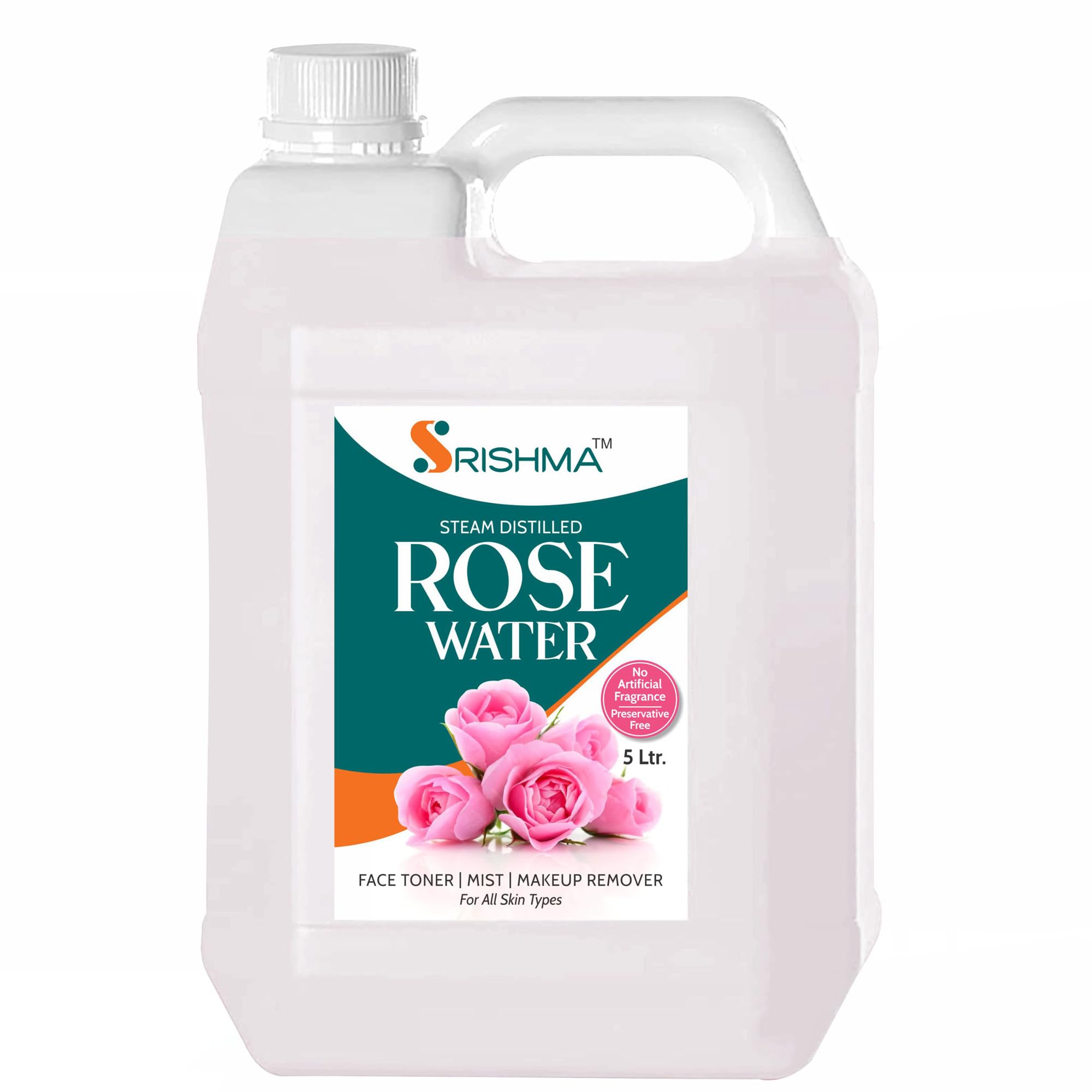 100% Pure & Natural Rose Water, Cleanses & Softens Skin, Premium Organic Rose Water, Promotes Healthy Skin Cell, Suitable for All Skin Types (5 Litre)