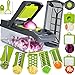 SAIAOBO Cortador de Verduras Mandoline 13 en 1, rebanador de Verduras, Verduras ralladas, Picador de rallador de Cocina multifunción con 7 Cuchillas Ajustables para rebanar, Cortar Verduras y rallar