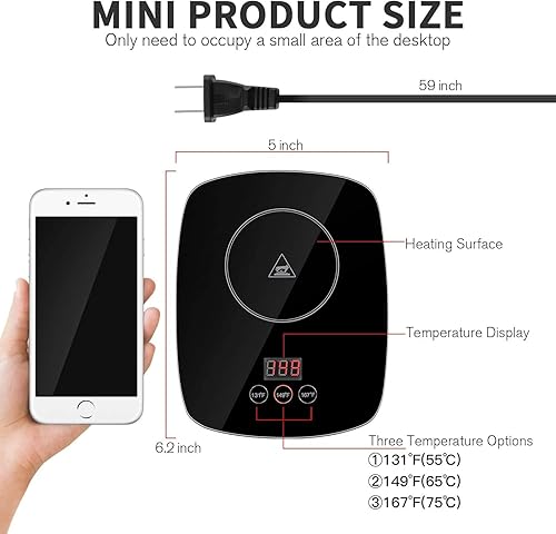 Miniatura 5 de nicelucky Calentador de tazas de café para escritorio con función de calefacción calentador eléctrico de bebidas de 25 vatios con temperatura