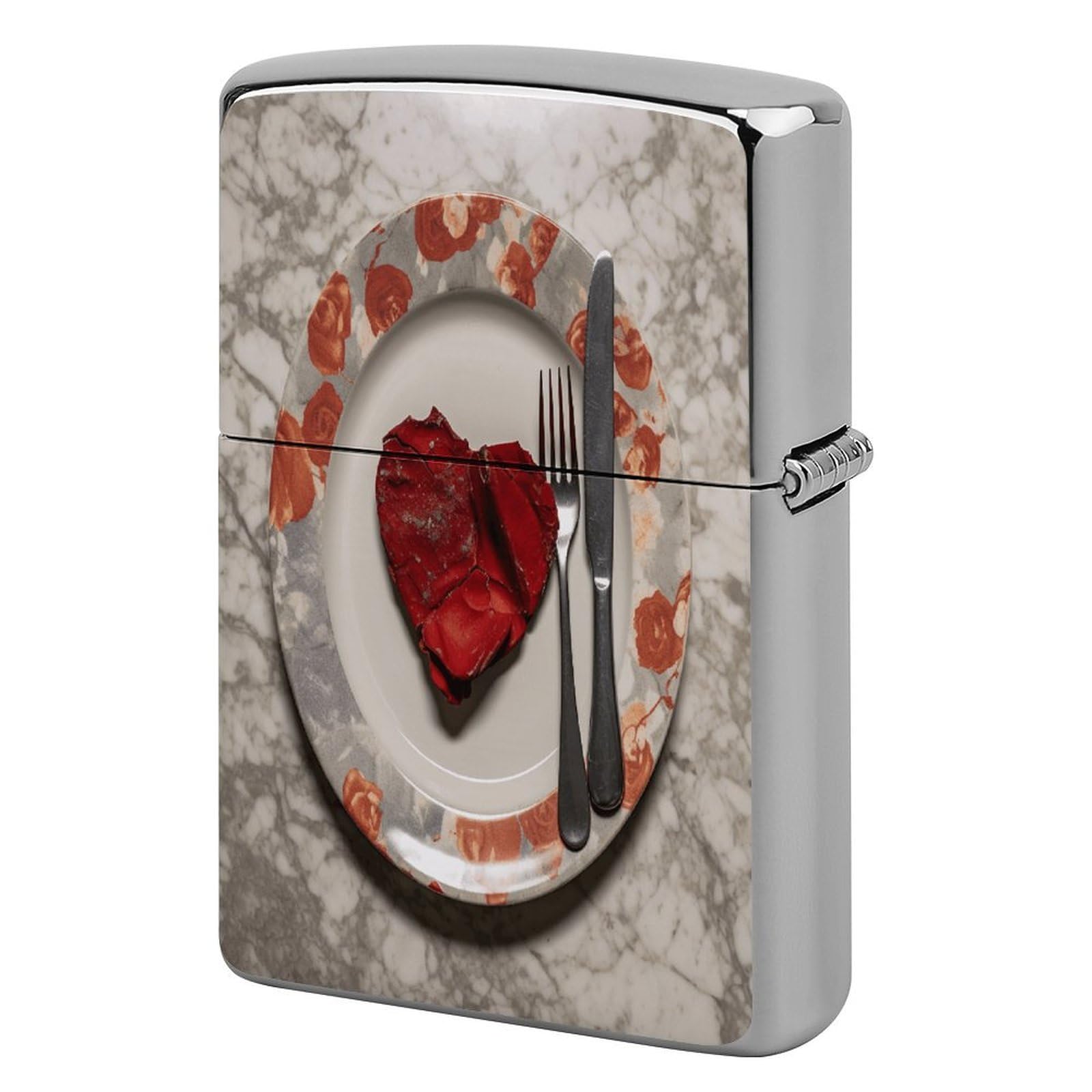 Btcowzrv Style Heart Shape On Plate Metal Lighter Case Sleeve Cover Holder