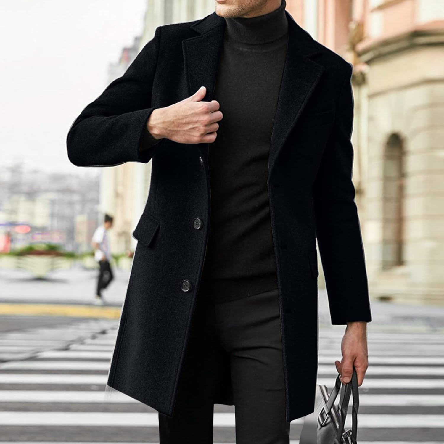 Mens Single Breasted Trench Coat Winter Pea Coat Jamaica Ubuy