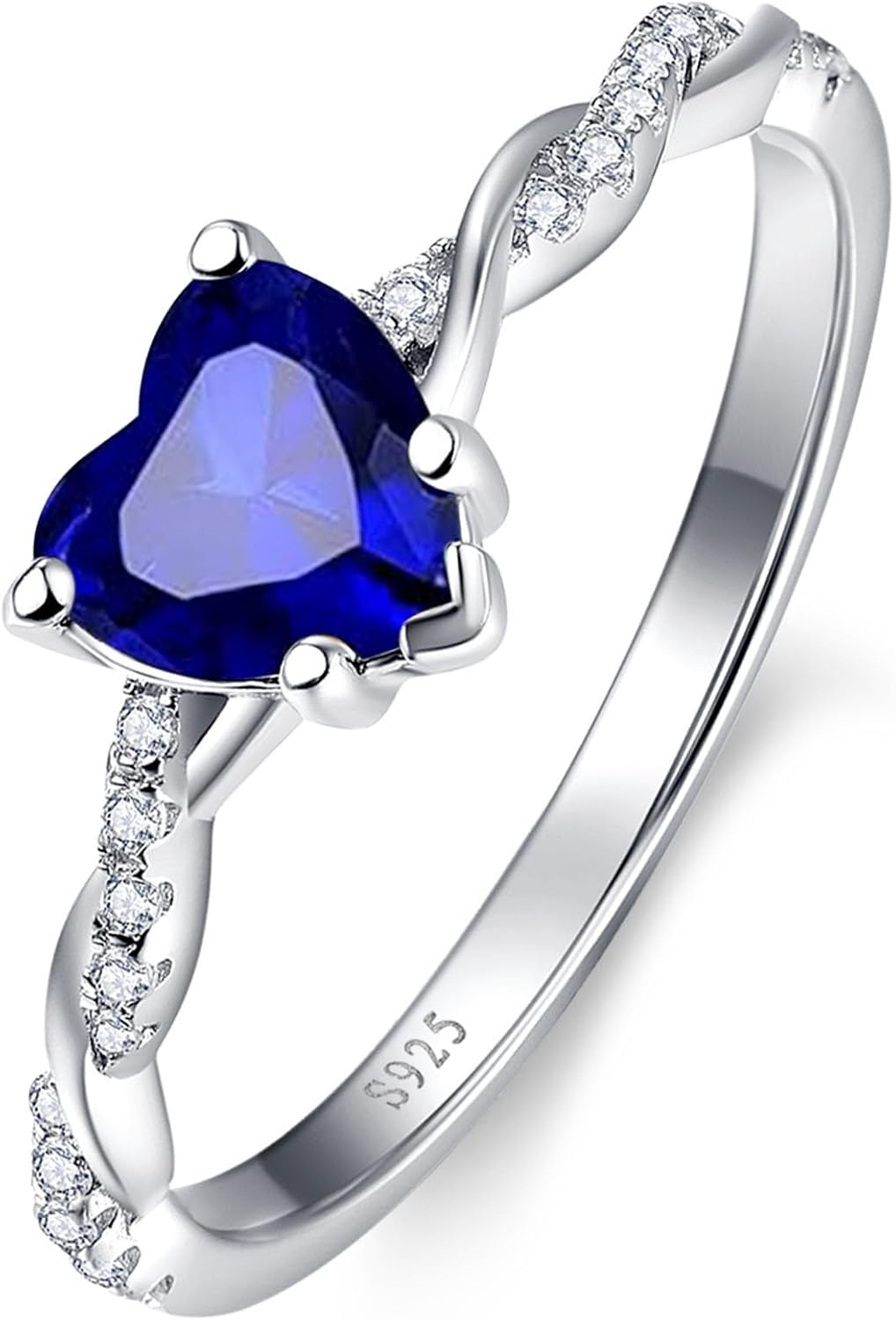 1.25ct Womens Heart Promise Ring, 925 Sterling Silver Heart Cut Created Emerald/Sapphire/Amethyst/Ruby/Cubic Zirconia/Opal Twisted Vine Engagement Ring for Women Size 5-10