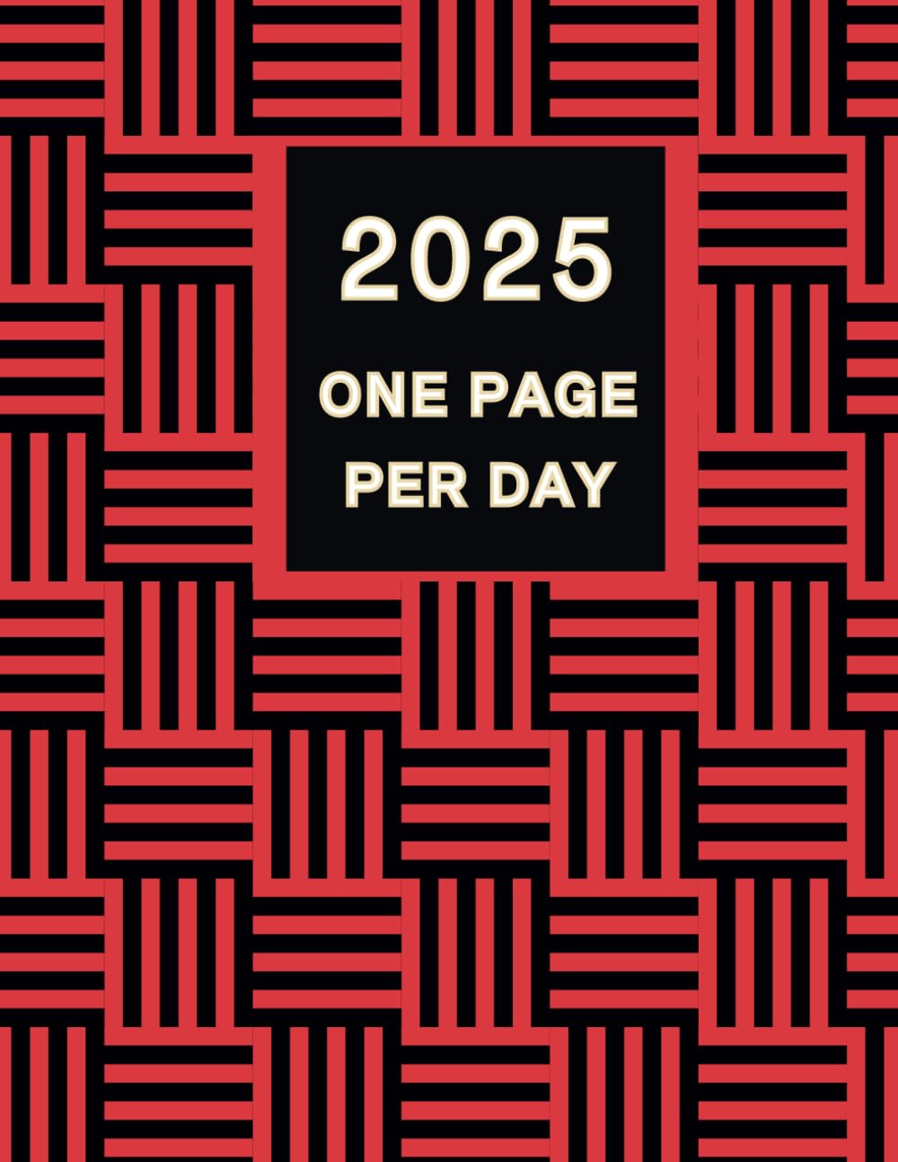 2025 One Page Per Day: Large Size Daily Diary 2025. One Year Fully Lined and Dated Journal from January 2025 to December 2025 with Beautiful Red Color Pattern Cover. 8.5″ x 11″ Trim Size.