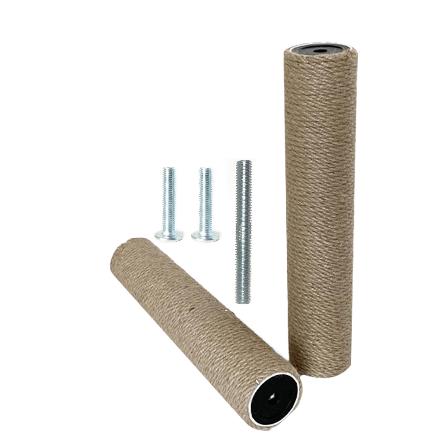 2Pcs M10 Cat Tree Replacement Post - Cat Scratching Post Replacement Pole DIY M10 Bolt Sturdy Cardboard Tubes Natural Jute Rope Screws Included (2.4 * 11.8")