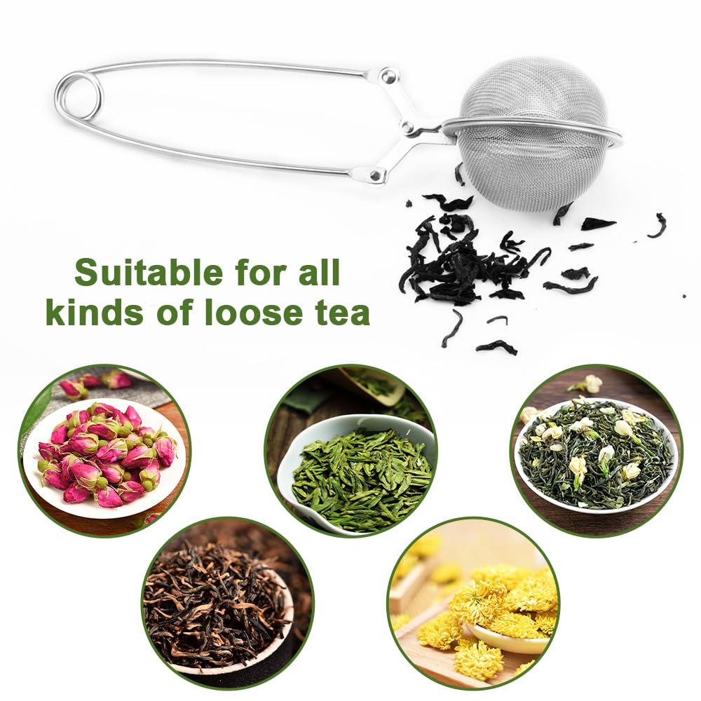 Dalephoric 4er Set Teezangen & Teesiebe - Edelstahl Teeei Für Losen Tee | Feinmaschiges Sieb