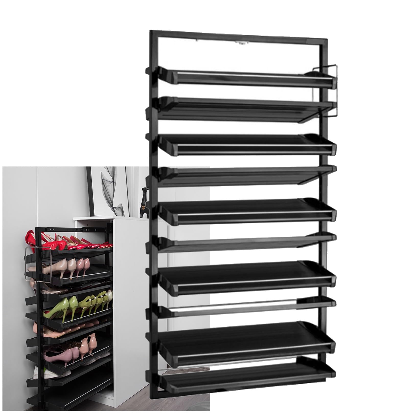 ExpandabShoe Rack per armadio in metallo nero regolabile scarpiera estraibile scarpiera salvaspazio scaffale per armadio nization versatile portascarpe.
