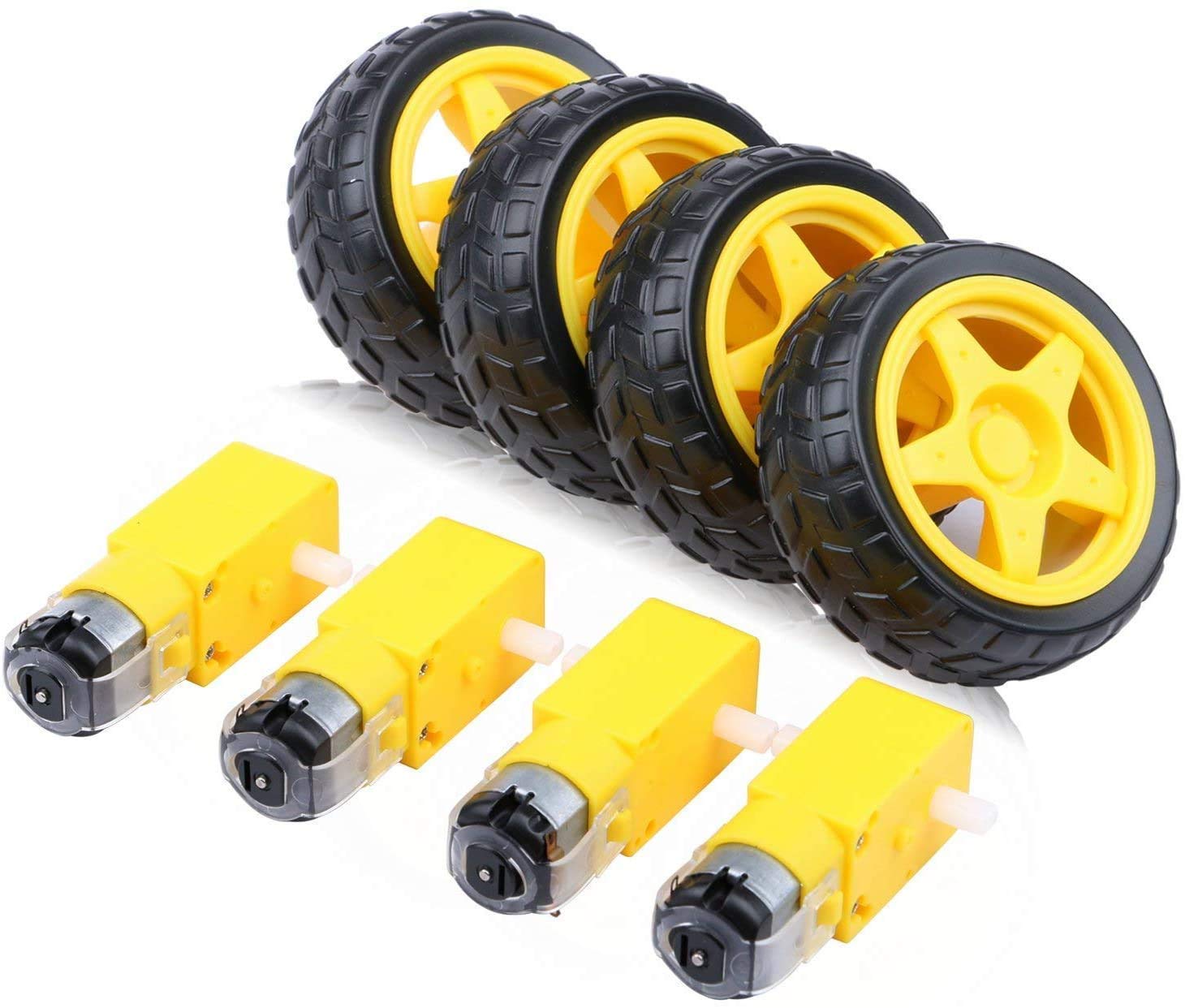 D&V 4 Duel Shaft Bo Motor 150 Rpm With Wheel, Black and Yellow DC