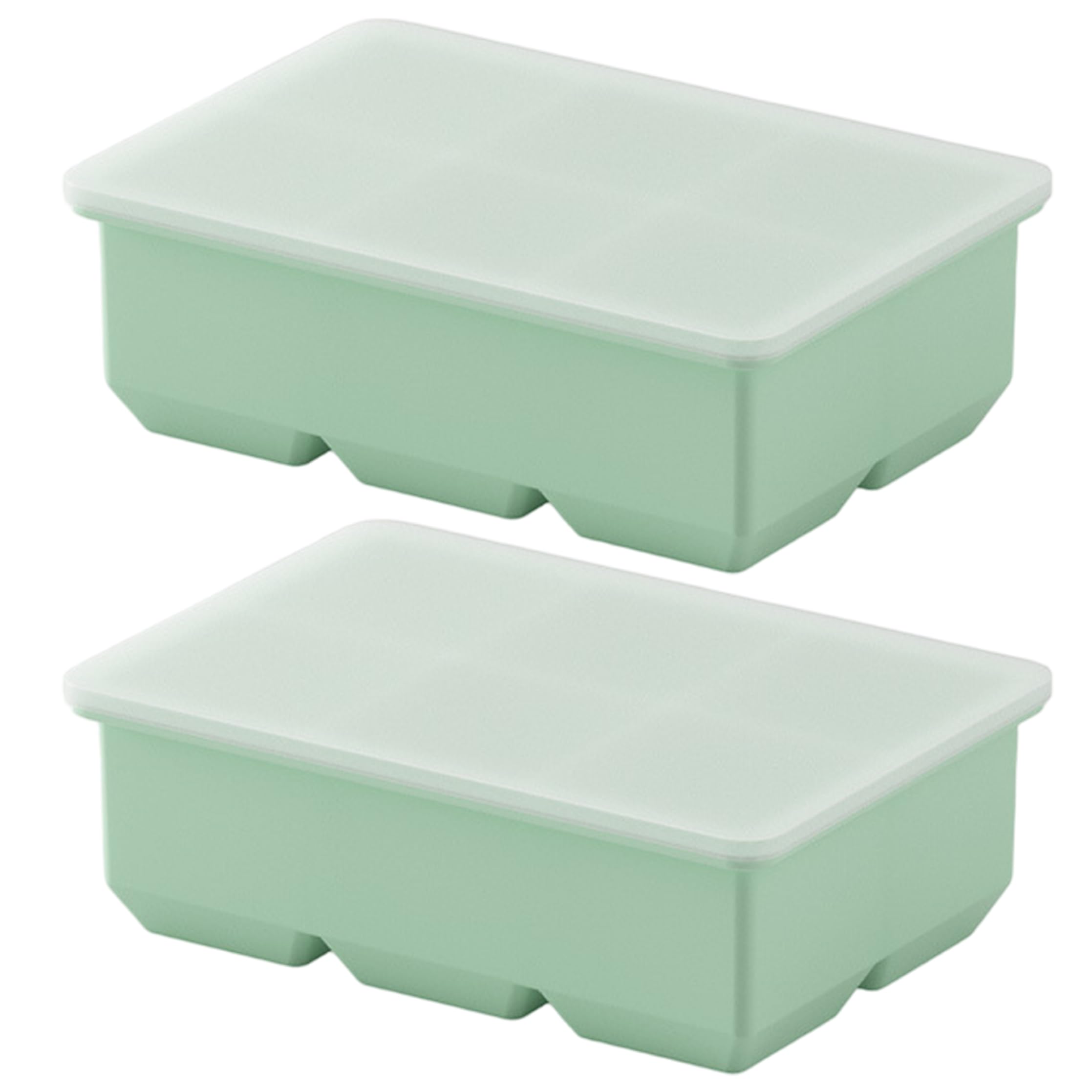 Xoeryoy Large Ice Cube Tray, 2 Pack Large Silicone Ice Cube Trays With Lid, 6-cavity Food-grade Freezer Molds For 5cm Cubes, Green