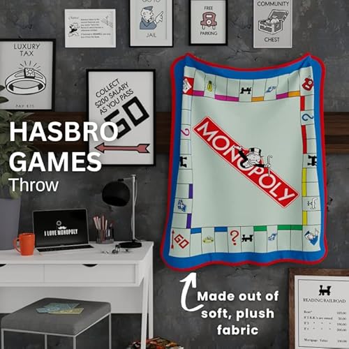Franco Collectibles Hasbro Games Monopoly Bedding Super Soft Micro Raschel Throw, 46 In X 60 In, (Official Licensed Product) #TOP1