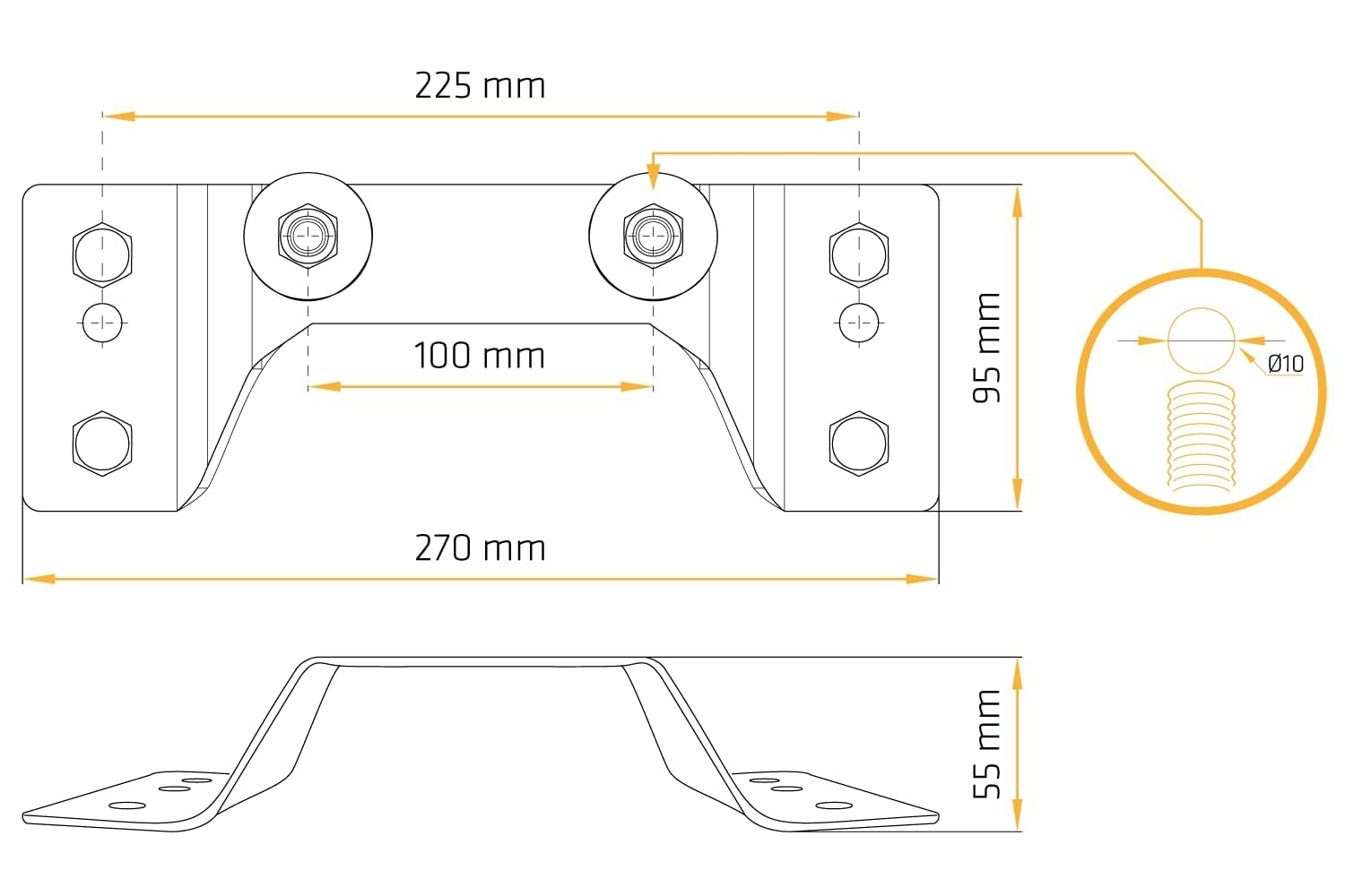 UNITRAILER Support Roue de Chasse pour Remorquage Garden Trailer Kipp - Compatible avec Roues 155/70 R13