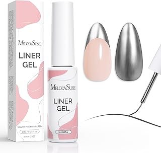 MelodySusie 8ML Silver Gel Liner Nail Art Polish Mirror Chrome 3D Effect,for Line and Patterns of Painting,French Nail Tips,DIY Manicure Pedicure for Home DIY Salon Use