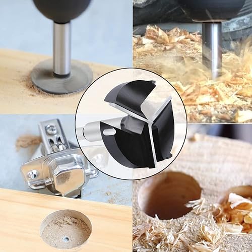 Miniatura 7 de ASNOMY Carbide Forstner Drill Bit, 1-14Inch Upgrade 3-Cutter Forstner Bit for Hard Wood, Wood Drilling Hole Saw Set Woodworking Hinge Cutter Tool