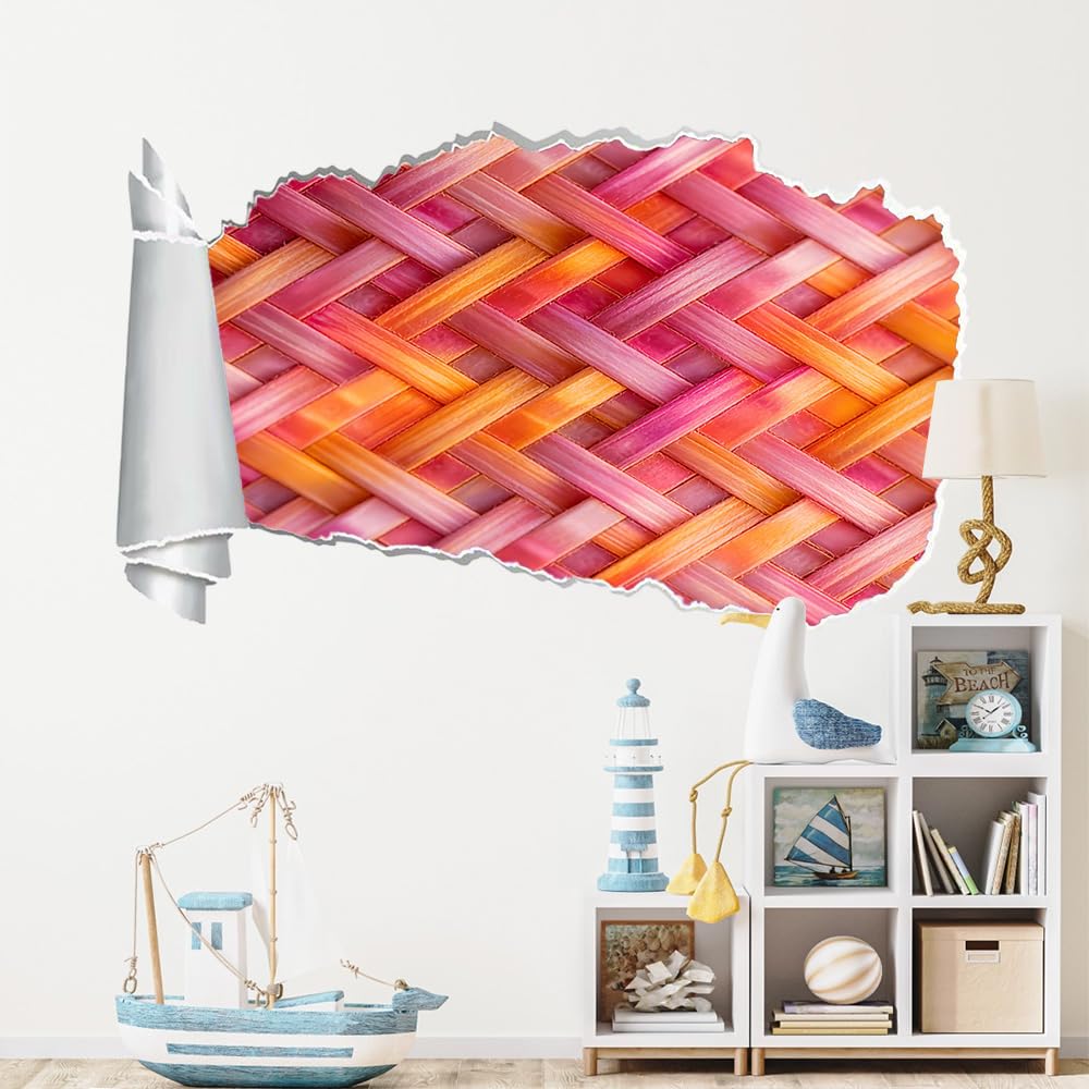 3D Wandtattoo Wanddurchbruch Wandaufkleber, Gewebte Textur Wandsticker Wanddeko Wandbilder, Farbe Wandaufkleber Für Schlafzimmer Badezimmer Flur Küche Möbel Aufkleber