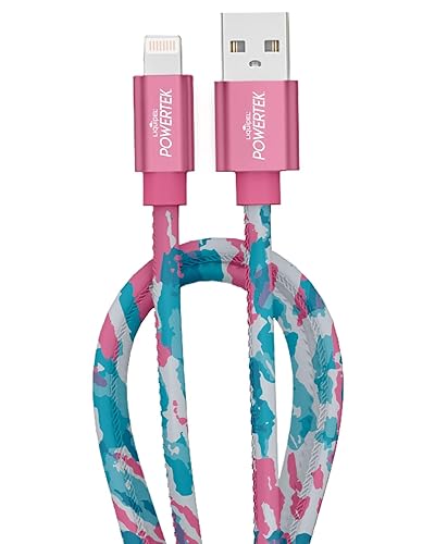 Vista 12 de LIQUIPEL Powertek - Cable de carga Lightning para iPad y iPhone, carga rápida, MFI de 6 pies, teñido anudado negro (verde)