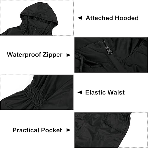 Miniatura 6 de American Trends Chubasqueros para mujer, impermeables, ligeros, cortavientos con capucha, impermeable plegable