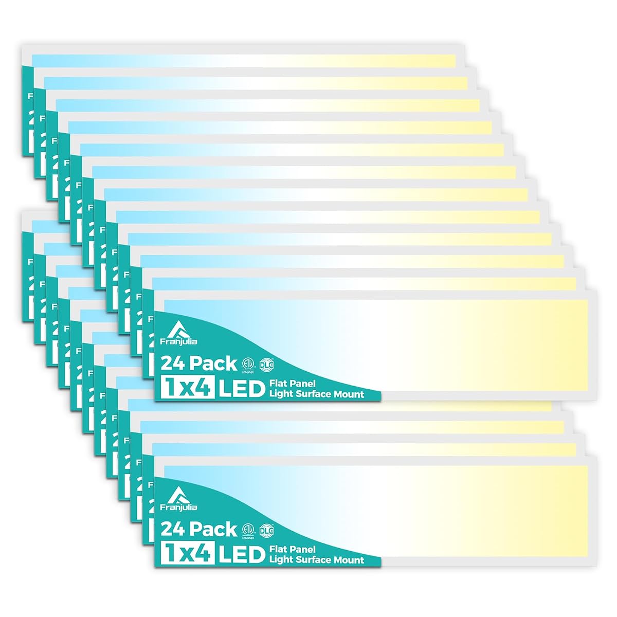 Franjulia 24 Pack 1X4 Led Flat Panel Light Surface Mount, 50W 5500Lm Led