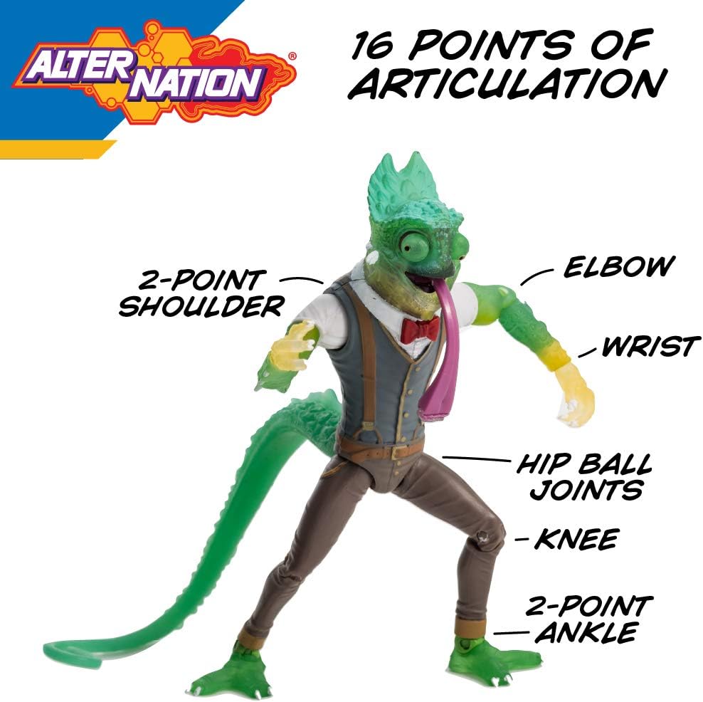 Alter Nation Sham Human Chameleon Alligator Hybrid Web Cartoon Dark Horse Comics Graphic Novel Action Figure with Thermal Color Changing Body & Mini Comic Book Great Gift for Kids 6 & Up