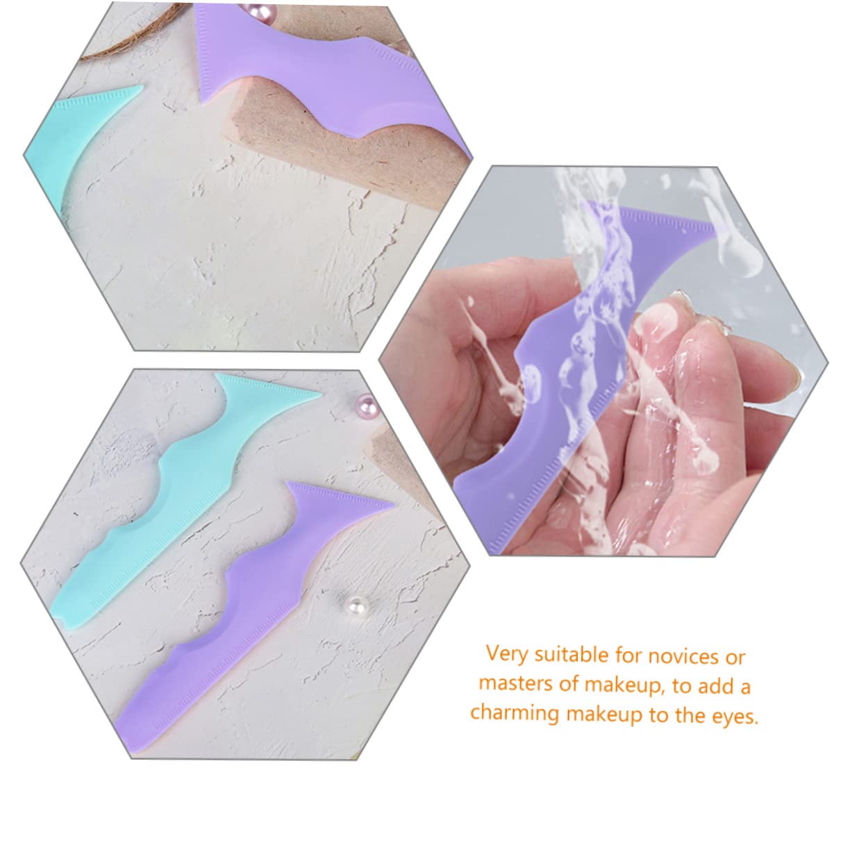 DOITOOL 6pezzi Stencil Per Eyeliner in Silicone Riusabile Per Makeup Strumento Per Ombretto e Eyeliner Design e Facile Usare Colori Blu