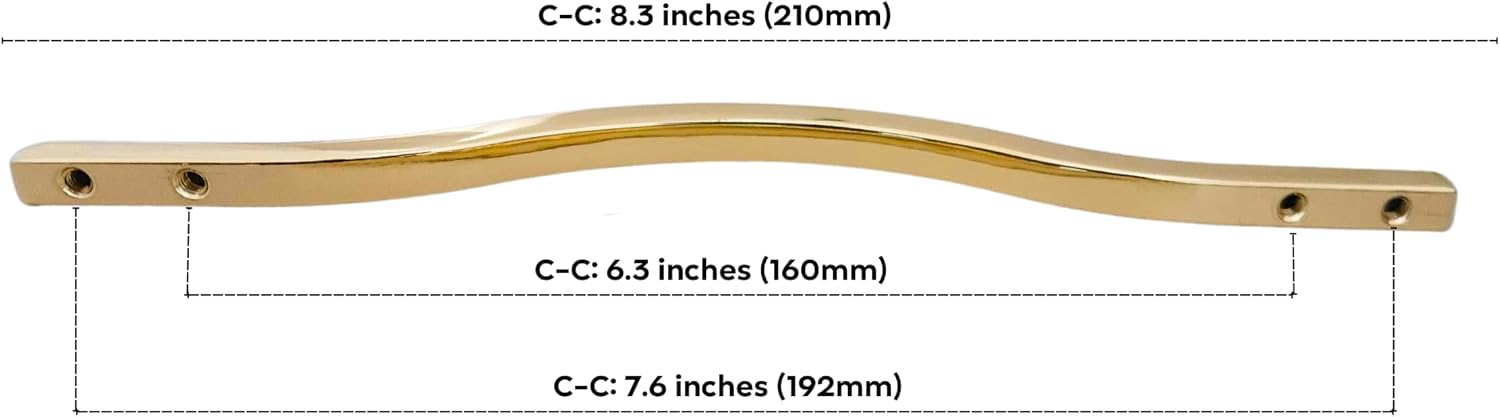 CAYBO Shiny Gold Kitchen Pulls with Double Hole Centers 6.2" to 7.5" Zinc Alloy Handles 10 Pack
