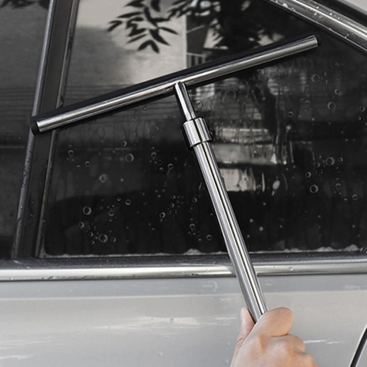 Luxshiny Limpiador de Ventanas y Ducha Telescópico de 23 Pulgadas Escobilla de Goma y Acero Inoxidable, Multiusos y Fácil de Operar para Baños y Superficies