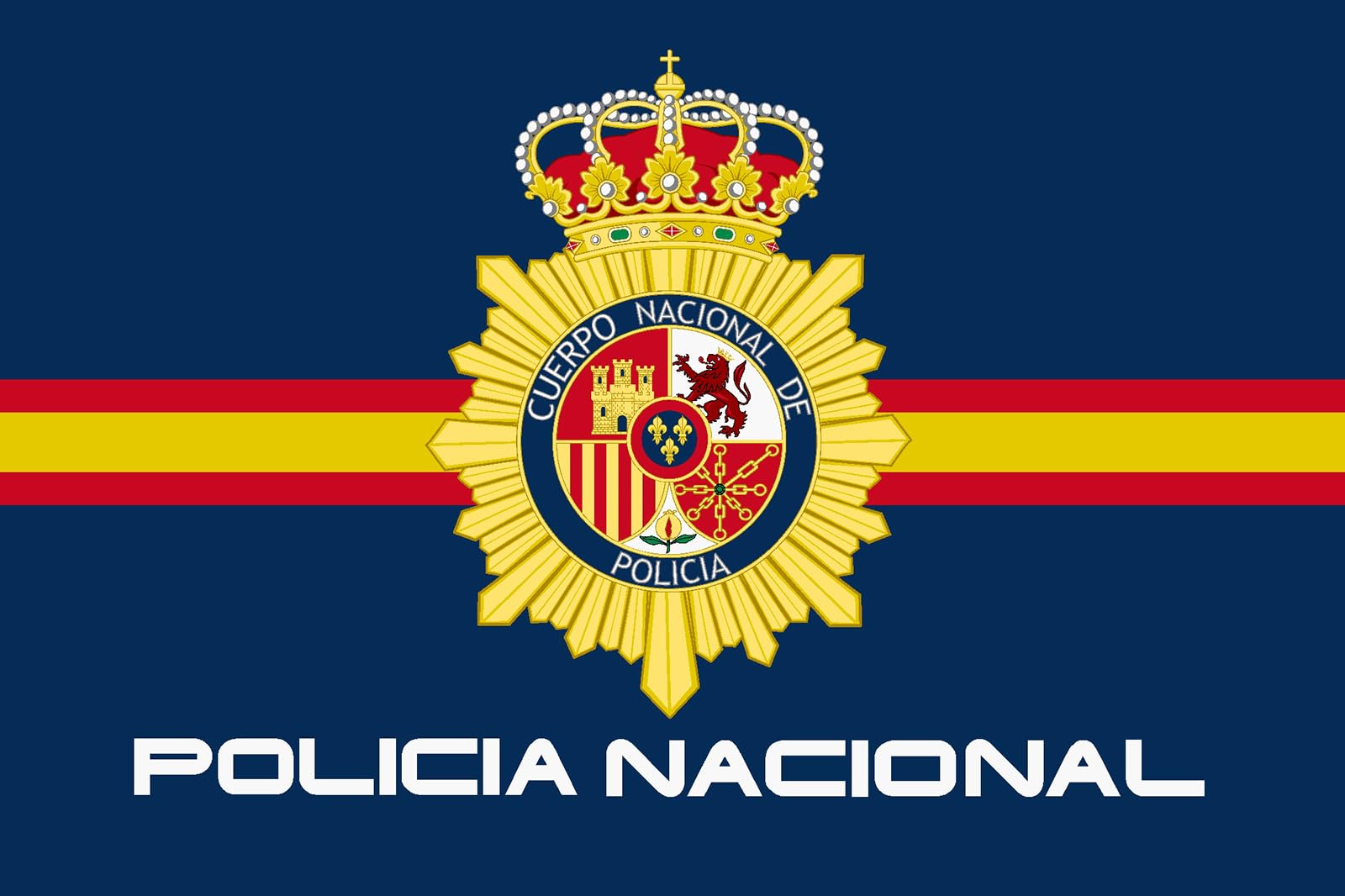 Bandera De La Policía Nacional En Satén – 150x90 Cm, Resistente Para Interior Y Exterior, Con Dobladillo Para Mástil