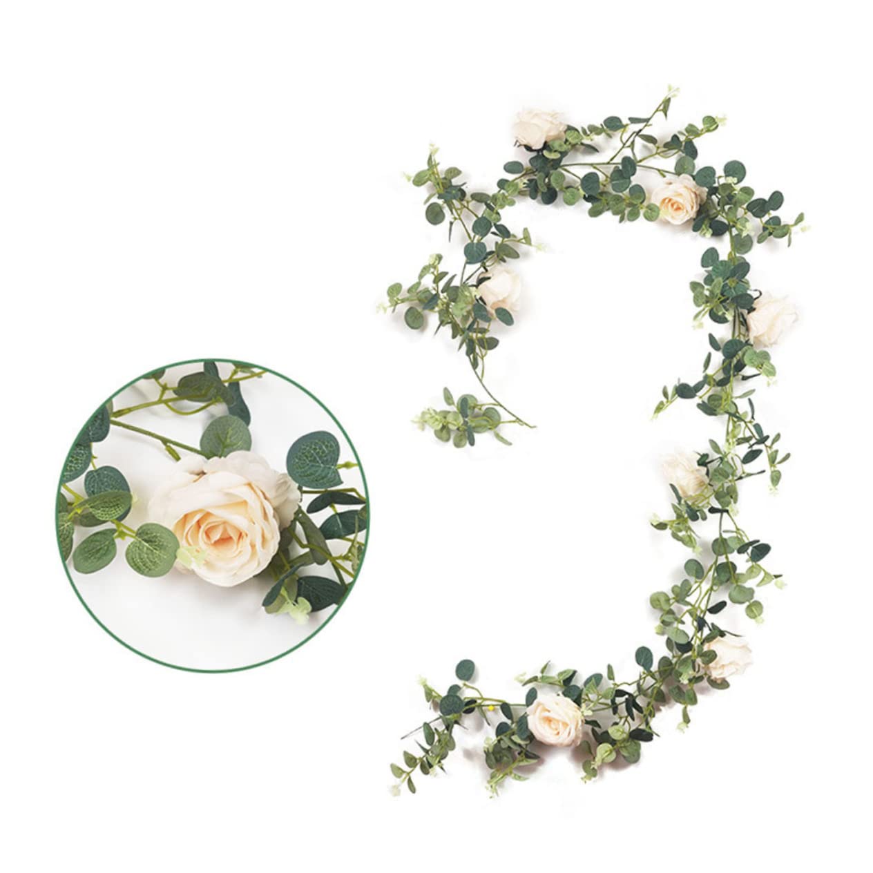 2stücke Künstlicher Rattan Wanddekor Mit Rosenornamenten Lange Hängende Blumenranke Für Hochzeiten Partys Und Wohnraumdekoration Und Pflegeleicht