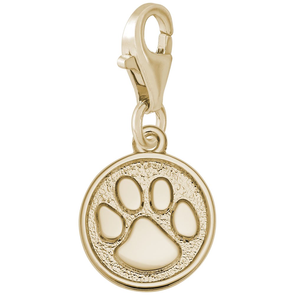 Paw Print Charm With Lobster Claw Clasp, Charms for Bracelets and Necklaces
