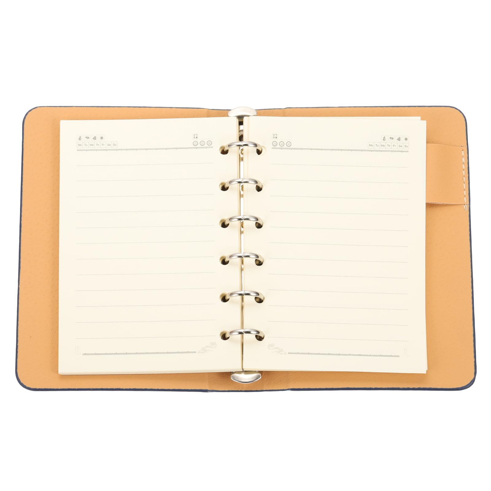PATIKIL 6 Ring Binder Cover, A7 Leather Notebook Binder Mini Refillable Loose Leaf Personal Planner with 50 Sheets Line Paper, Blue - Image 4