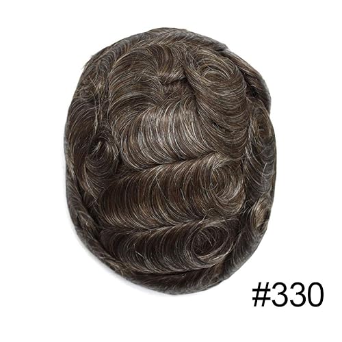 Miniatura 2 de Toupee - Sistema de reemplazo de cabello humano natural inyectado de piel de poliéster completo para hombre, postizos duraderos de 0.004-0.005 in,