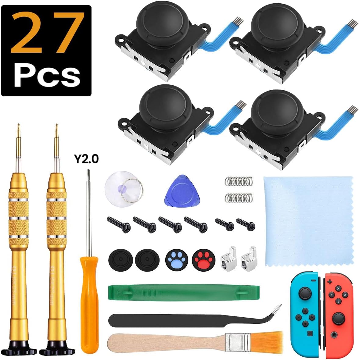 COBUY 4 Pack Joycon Joystick Replacement 3D Analog Joysticks for Nintendo Switch/Switch Lite/Switch OLED Joystick Replacement Left/Right Analog Thumb Stick, Include Y1.5 Screwdrivers.