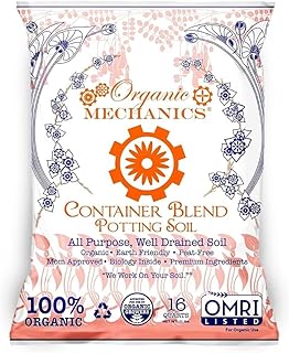 Organic Mechanics Container Blend Potting Soil, 16 qt - All-Purpose, Pea...