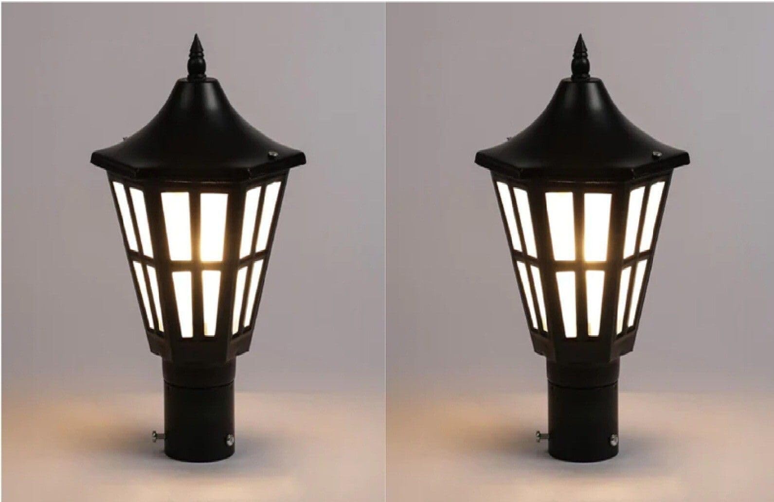 Fixed Gate Light Black Iron and Glass | Pack of 2 Outdoor Garden and Roof Entrance Lamps | Durable Weather-Resistant Decorative Exterior Lighting Fixture-image-45