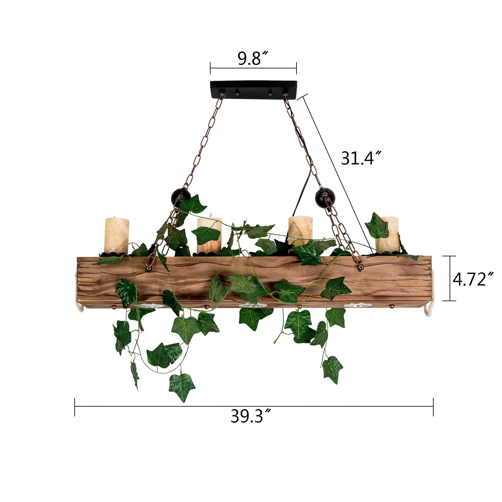 Vintage Pendellampe Industrielampe Kreatives Design Hängeleuchte mit Dekorative grüne Pflanzen Holz Pendelleuchte E27 Deckenlampen Retro für Cafe Bar