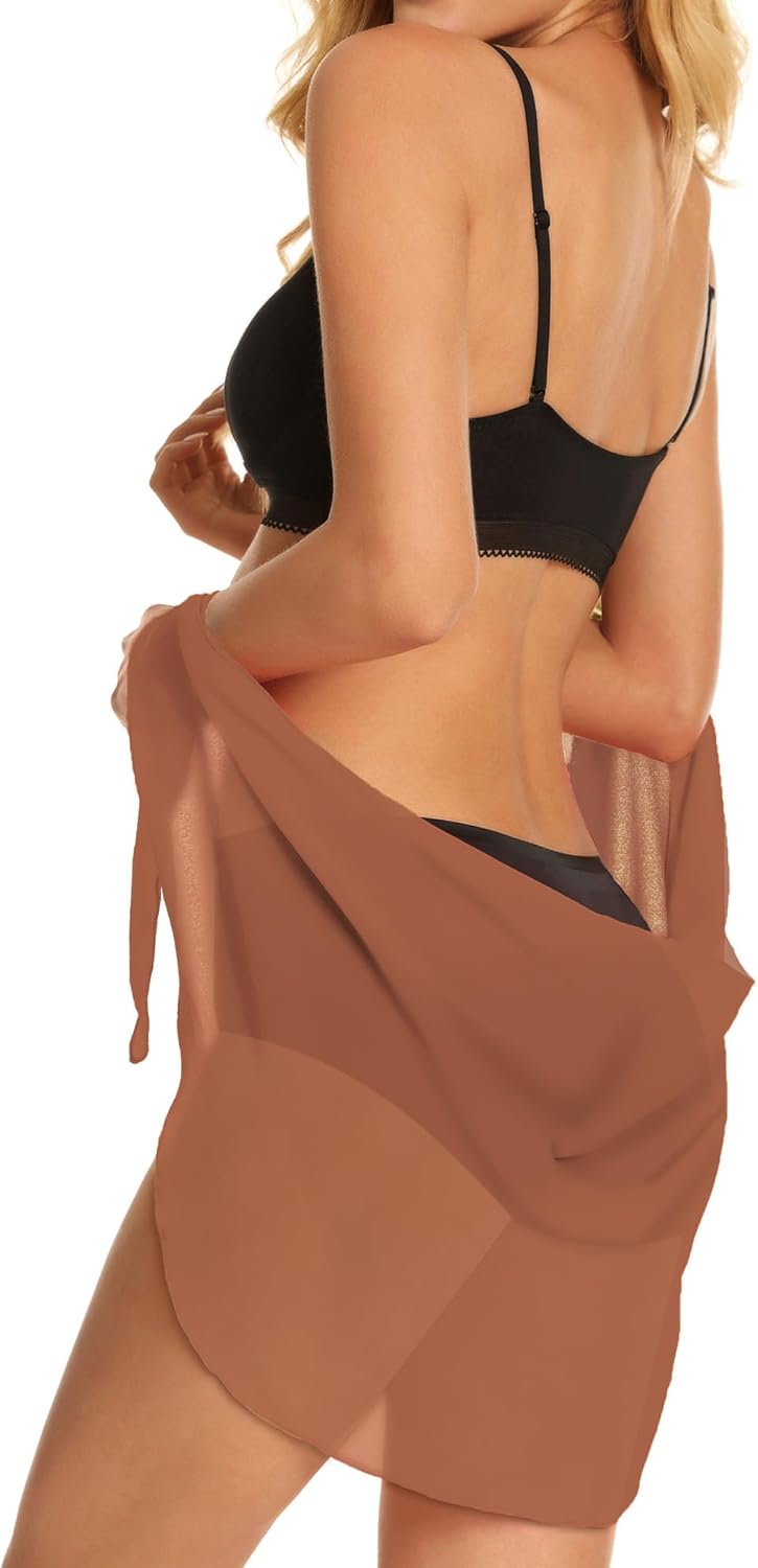 Swimsuit Coverups for Women Sarong Beach Bikini Wrap Sheer Short Skirt Chiffon Scarf for Swimwear - Image 5