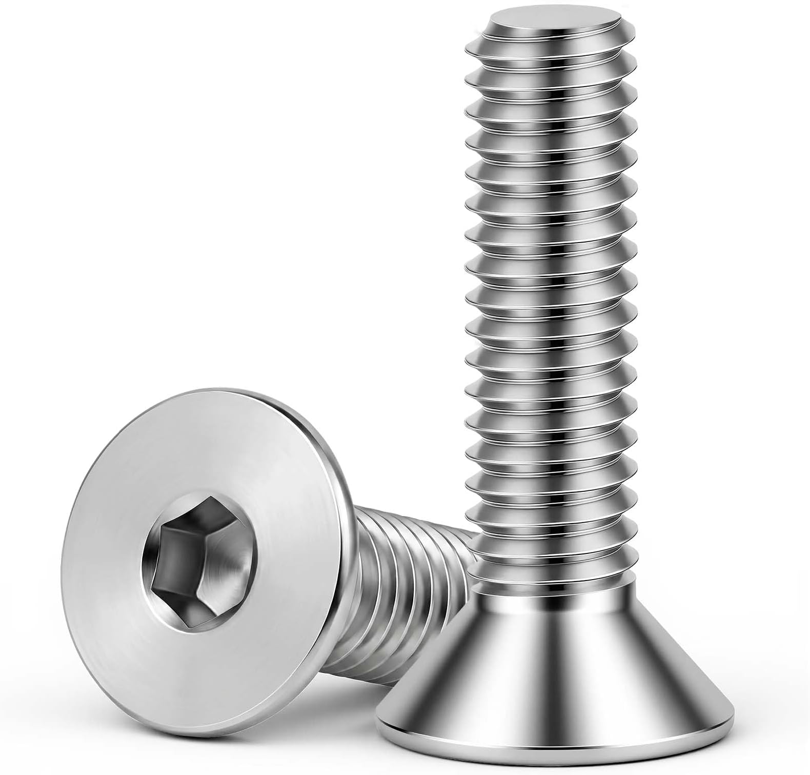 1/4-20 x 1-1/4" Flat Head Socket Cap Screws Countersunk Bolts, Allen Socket Drive, Stainless Steel 18-8 (304), Bright Finish, 50 PCS