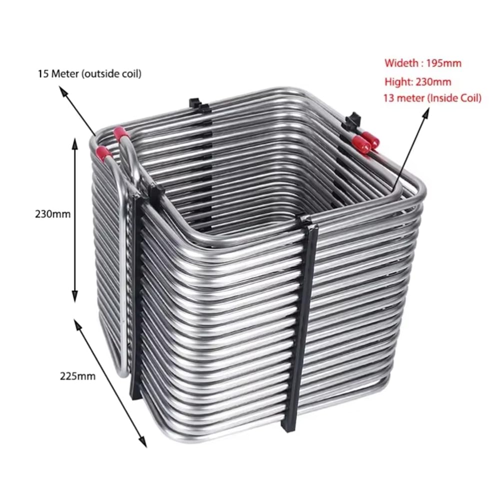 Serpentín Enfriamiento Cuadrado Acero Inoxidable, Serpentín Caja, Enfriador Tubo 5/16" Diámetro Exterior para Caja Cerveza Barril, Dispensador Cerveza.