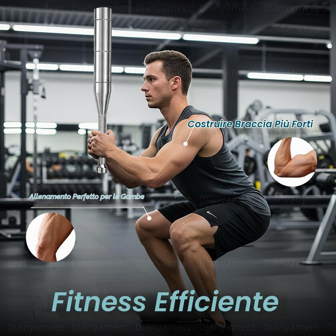 Mazzetta/Macebell regolabile 6 in 1 in acciaio, Mazze Indiane in acciaio di alta qualità per il bodybuilding, l'allenamento delle spalle, il rafforzamento della presa e gli esercizi di stretching