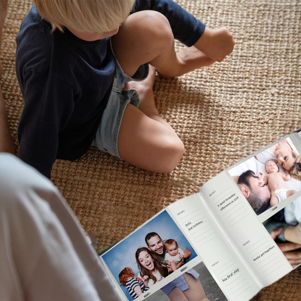 Álbumes de fotos de 4 x 6 pulgadas con espacio de escritura, 200 fotos con bolsillos deslizantes, libro de recuerdos para boda, libro de recuerdos para aniversario, viajes, perro (marrón)
