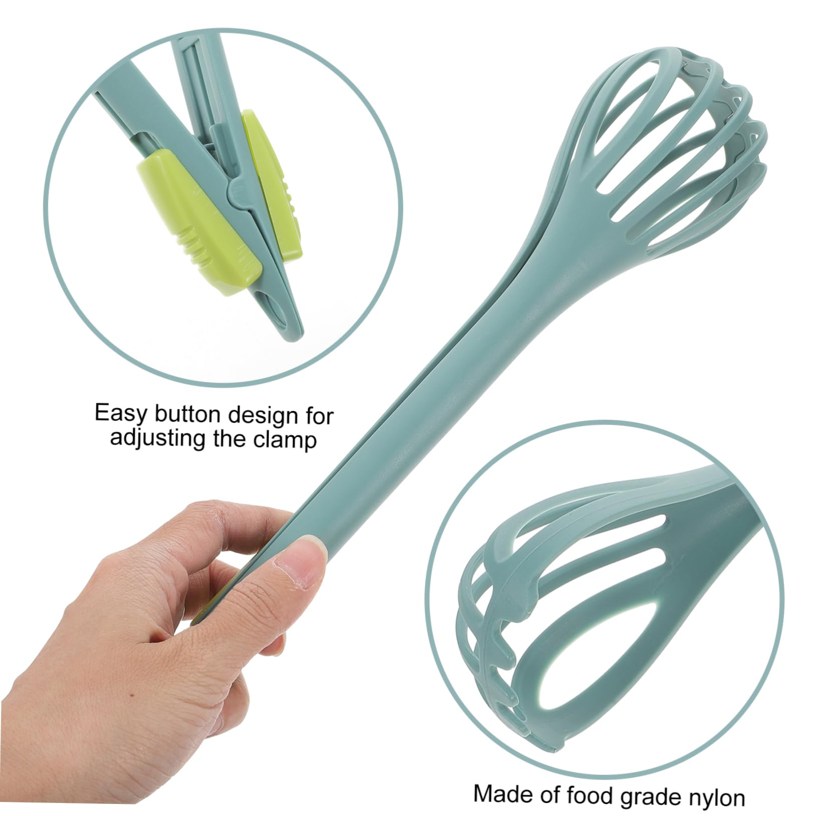 GRIRIW 2pcs Nylon Eggbeater and Food Tongs Versatile Kitchen Tool for Mixing and Serving Eggs Ergonomic Design Easy to Clean Selection