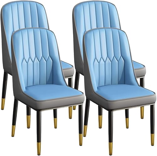 Miniatura 19 de YVYKFZD Dining Chairs Set of 2/4, Kitchen Chairs with Back and Metal Legs, PU Leather Dining Room Chair, Armless Comfy Side Chair, for Living Room,