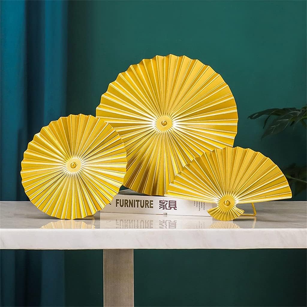 2 Pcs/set Nordic Round Ornaments Wrought Iron Fan-shaped Metal Crafts Living Room Home Decoration Accessories(2 Pcs-A)