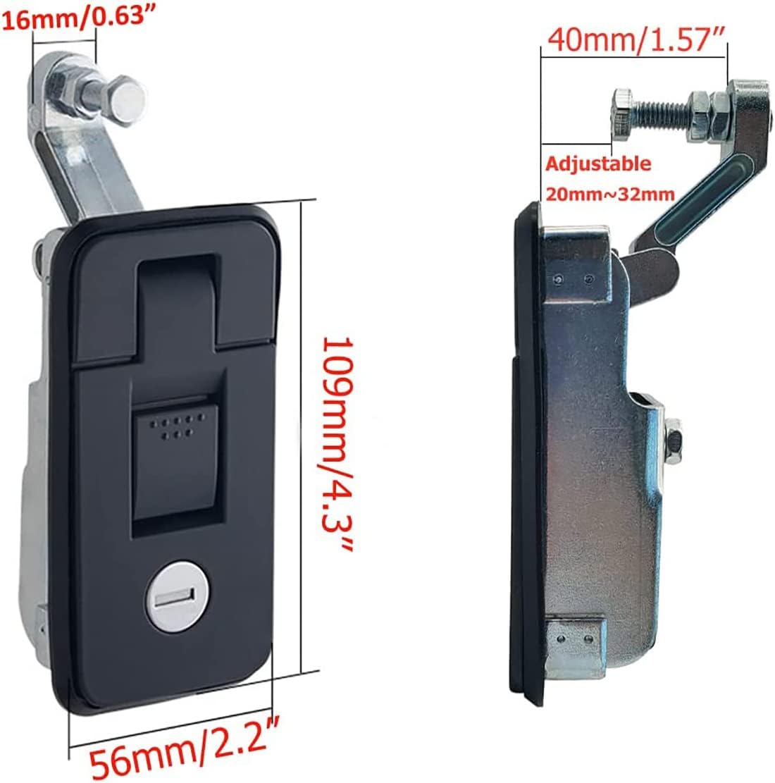 2 Sets Compression Latch with Keys, Adjustable Lever Hand Compression Lock for RV Trailer Campers and Caravans by (L, Black)