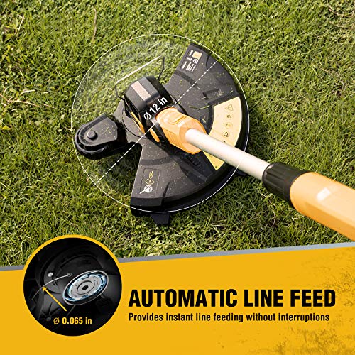 AchiForce 12-Inch Cordless Grass Trimmer, 18 V Battery-Powered String Trimmer/Edger with Automatic Feed, Electric Lawn Edger Included 2.0 Ah Battery and Charger