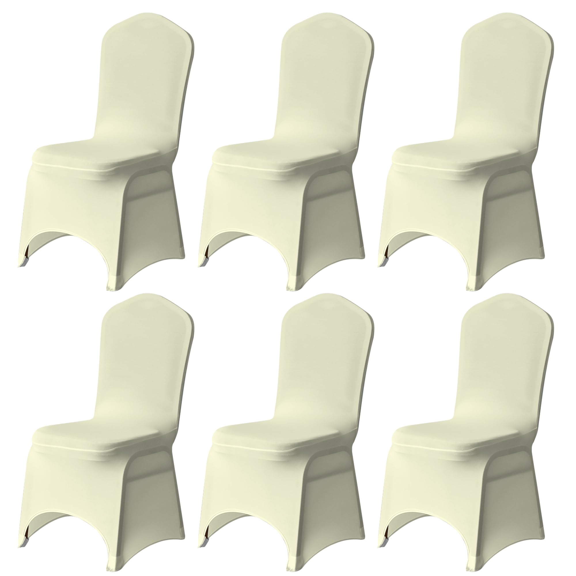Trimming Shop 6pcs Ivory Wedding Chair Covers Stretch Slipcovers