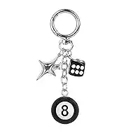 VICKHU 8 Ball Dice Charm Keychain Y2K Bag Charm, Metal Cherry Accessories for Purse Car Keys Phone Case for women and men
