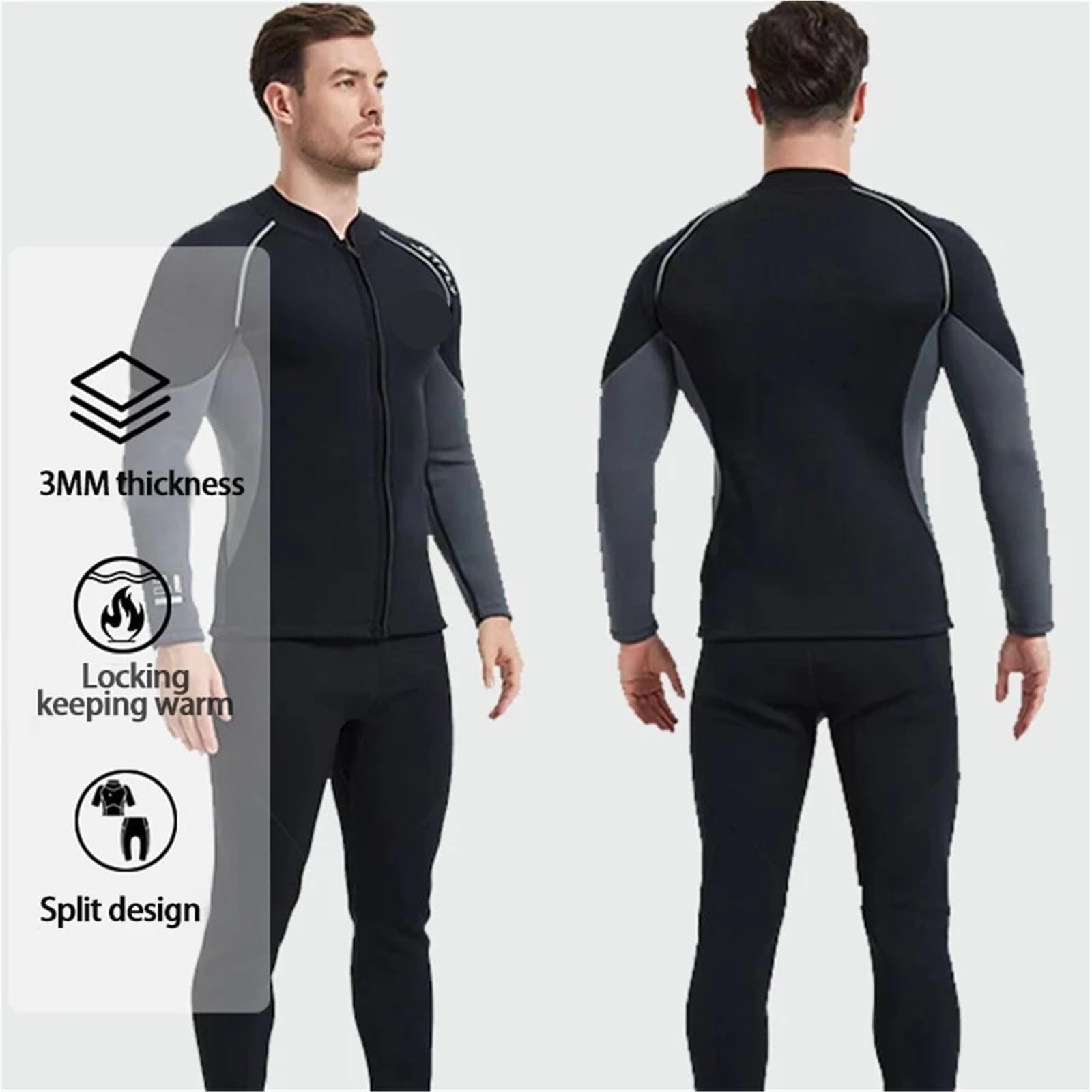 Muta da Sub Uomo Donna 3.0mm/2MM Neoprene Uomo Donna Muta Scuba Giacca con cerniera Pantaloni Costumi da bagno Pesca subacquea