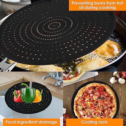 Foribyw Silicone Splatter Screen 32cm Multipurpose Cooking Splatter Cover with Foldable Handle Heat Resistant Pan Cover Guard Draining Board Cooling Mat - Image 3
