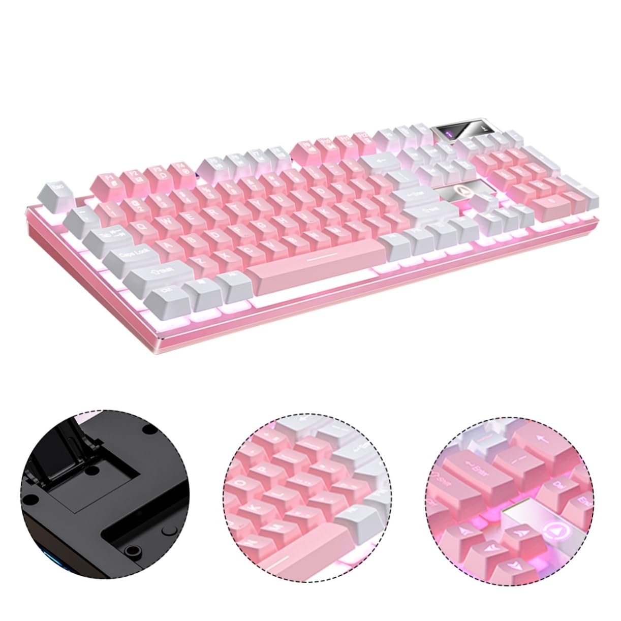 UKCOCO Clavier RGB 104 Touches - Éclairage LED RVB pour Jeux et Bureau - avec Drainage Arrière pour Sécurité Liquide - Ergonomique pour Confort Prolongé - pour Jeux Intensifs et Travail de Bureau